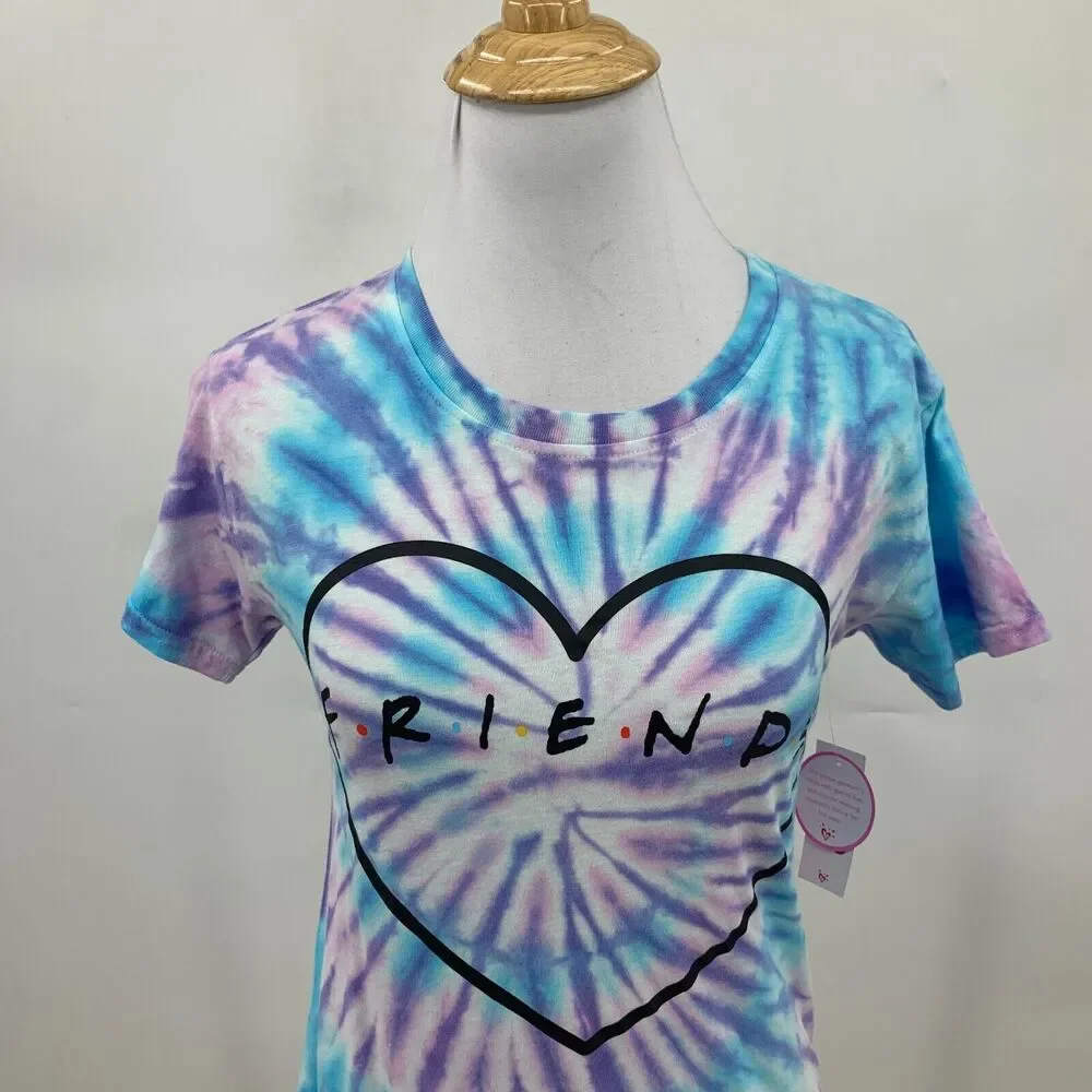 Friends TV Show Tie Dye T Shirt Girls Youth M Medium Retro Hippie Cotton Blend